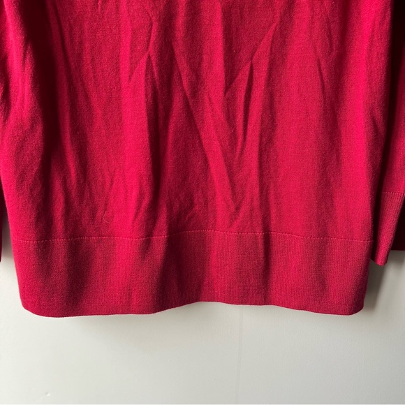 J.Jill 100% Merino Wool High Ribbed-Sleeves Sweater RED size Medium - Picture 7 of 15
